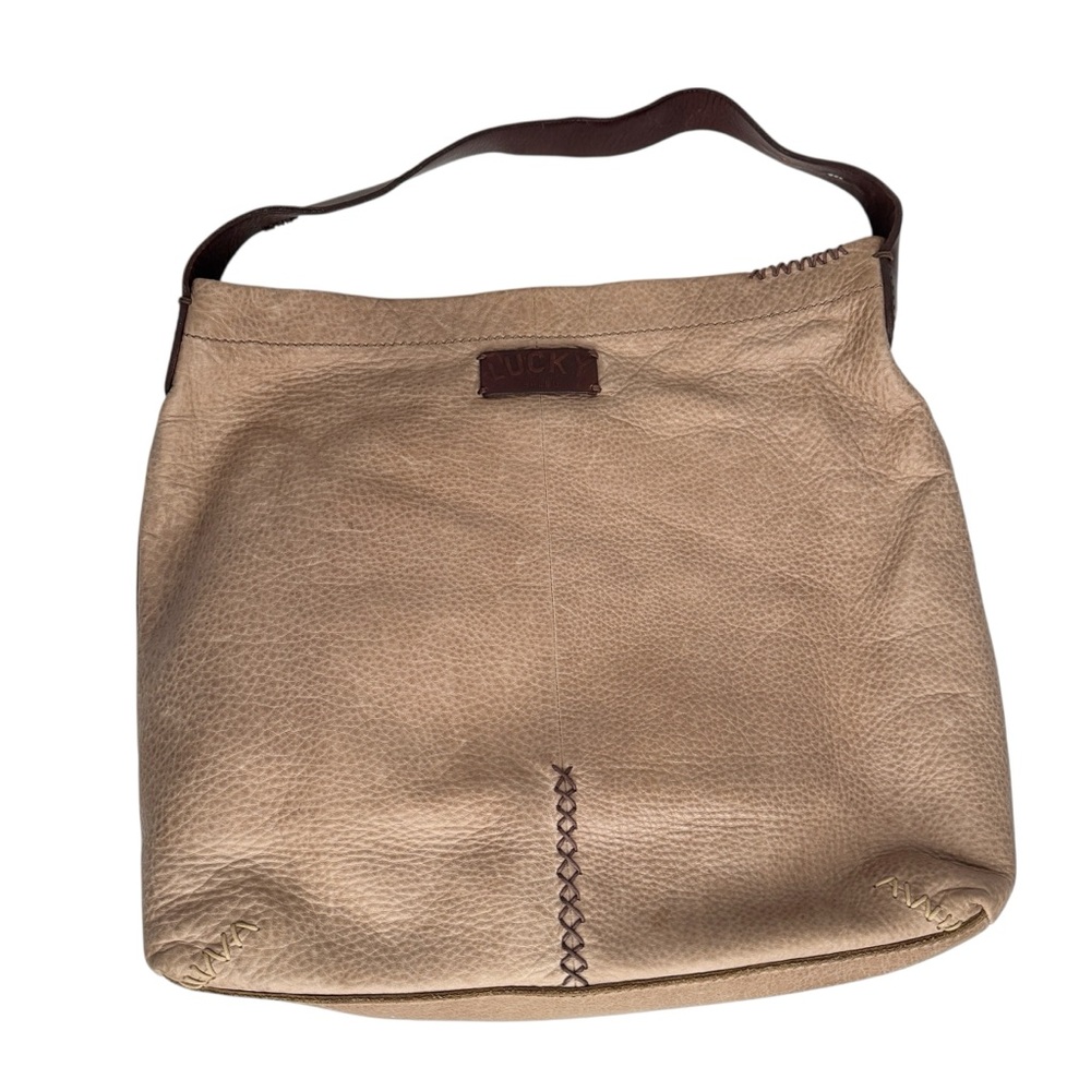 LUCKY BRAND TAN BROWN LEATHER HOBO SLOUCHY SHOULDER BAG